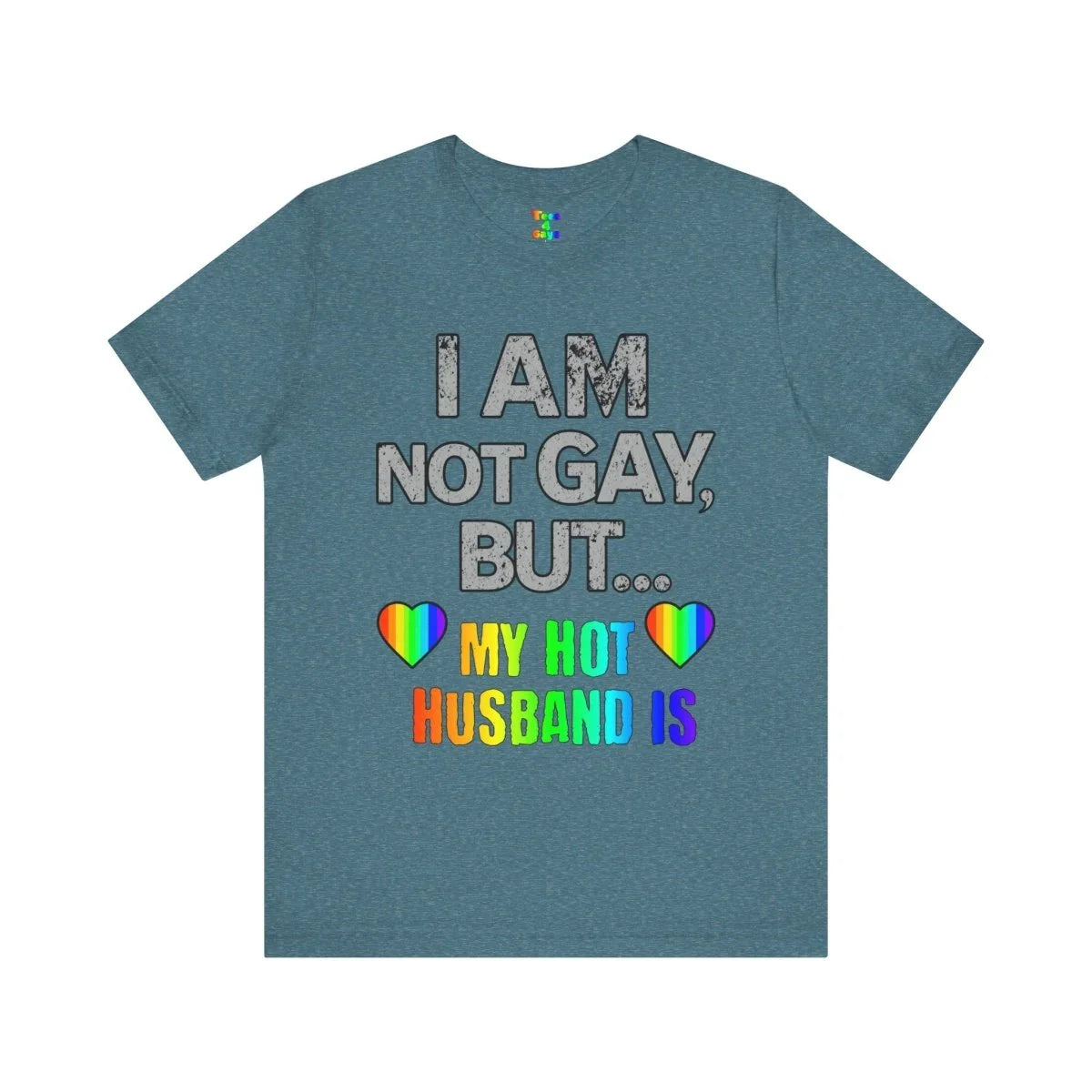 Prideful Short Sleeve Tee - I AM NOT GAY BUT MY HOT HUSBAND IS, LGBTQ T-Shirt, Equality Shirt, Pride Apparel, Gift for Husband - Tees4Gays