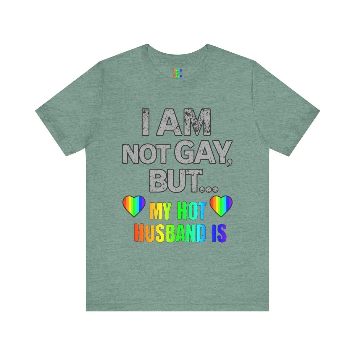 Prideful Short Sleeve Tee - I AM NOT GAY BUT MY HOT HUSBAND IS, LGBTQ T-Shirt, Equality Shirt, Pride Apparel, Gift for Husband - Tees4Gays